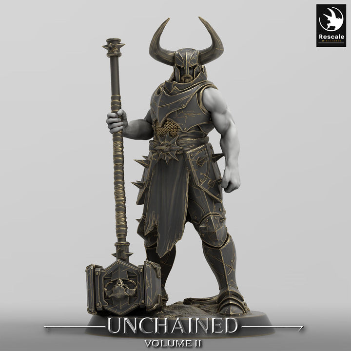 Fighter, Ranger, Barbarian Soldier Big Hammer, DnD Unpainted Miniature| 28mm, 32mm,54mm,75mm,100mm Scales | Dungeons &amp; Dragons