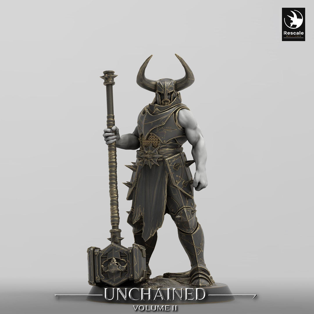 Fighter, Ranger, Barbarian Soldier Big Hammer, DnD Unpainted Miniature| 28mm, 32mm,54mm,75mm,100mm Scales | Dungeons & Dragons
