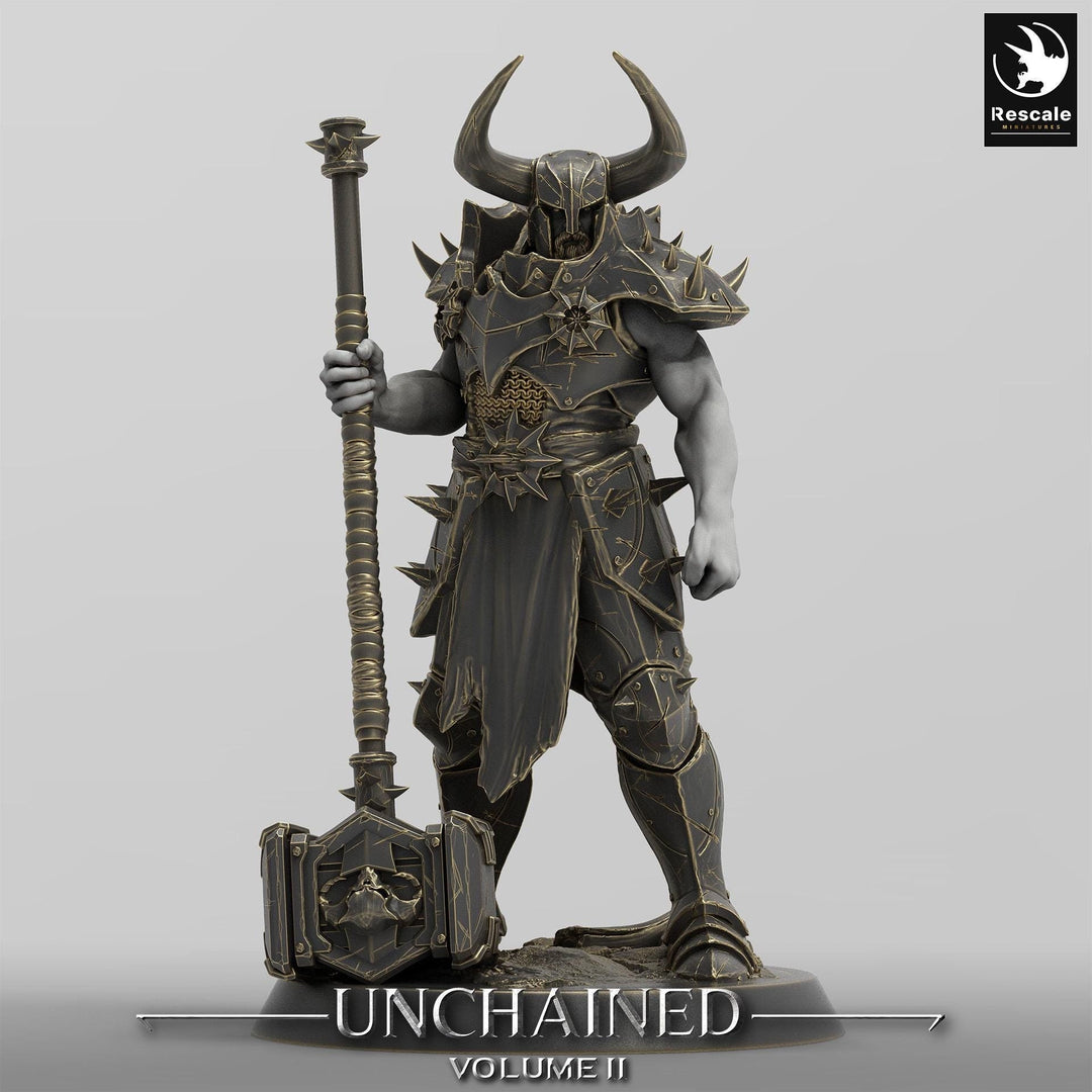Fighter, Ranger, Barbarian Soldier Big Hammer, DnD Unpainted Miniature| 28mm, 32mm,54mm,75mm,100mm Scales | Dungeons & Dragons