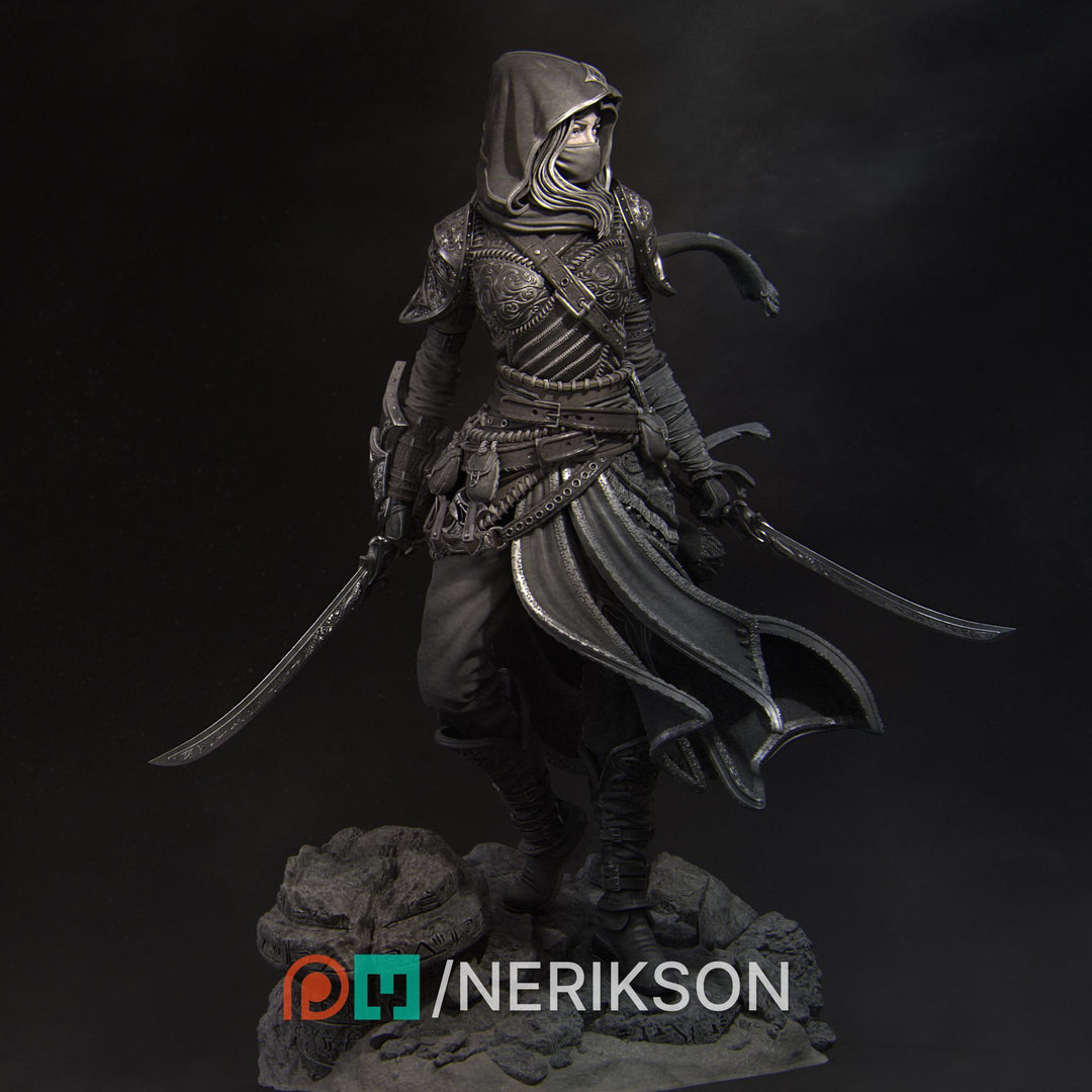 Human Female Rogue, Assassin, also No Mask PC / NPC DnD, Unpainted | 28mm,32mm,54mm,75mm,100mm,140mm |Dungeons &amp; Dragons Pathfinder|NERIKSON