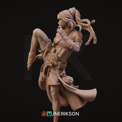 Female Human Monk PC / NPC Unpainted Miniature | 28mm, 32mm,54mm,75mm, 100mm Scales | Dungeons and Dragons Pathfinder | NERIKSON