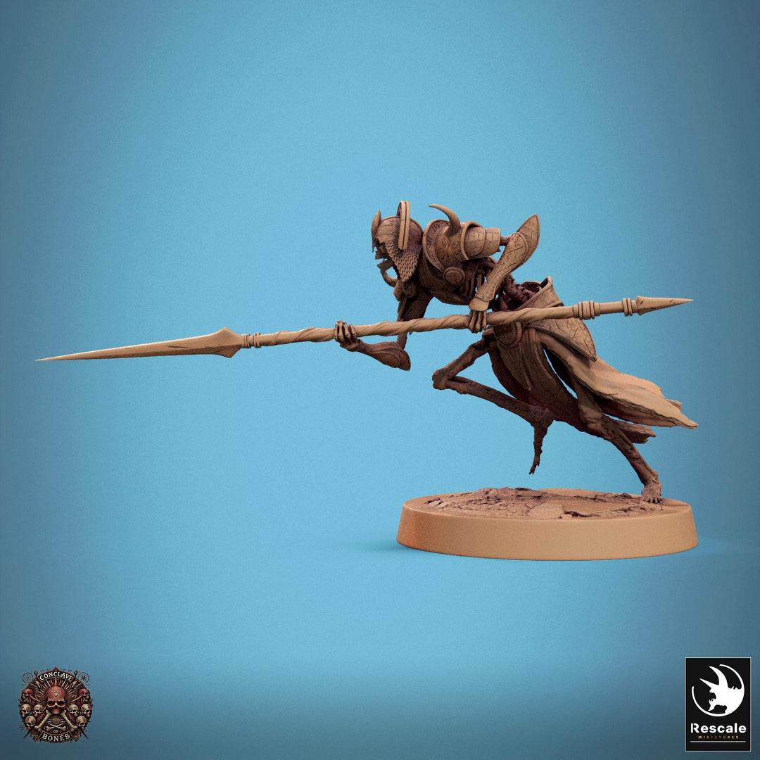 Skeleton Persian Warrior with Spear | Undead Unpainted miniature DnD | 28mm, 32mm, 54mm, 75mm,100mm | Pathfinder | Rescale Miniatures