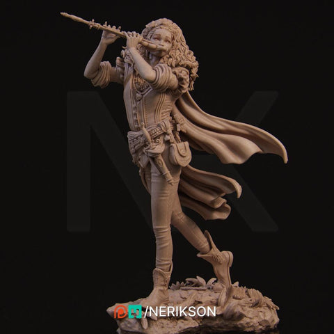 Female Human Bard PC / NPC Unpainted Miniature | 28mm, 32mm,54mm,75mm, 100mm Scales | Dungeons and Dragons Pathfinder | NERIKSON