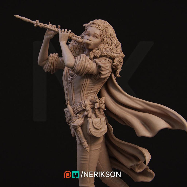 Female Human Bard PC / NPC Unpainted Miniature | 28mm, 32mm,54mm,75mm, 100mm Scales | Dungeons and Dragons Pathfinder | NERIKSON