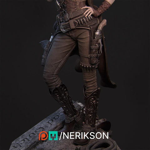 Human Female Gunslinger Fighter PC / NPC Unpainted Miniature| 28mm,32mm,54mm,75mm,100mm,140mm Scales | Pathfinder DnD Figurine | NERIKSON