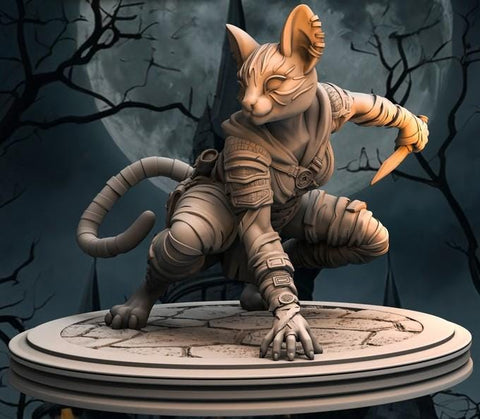 Female Tabaxi,Rogue, Swashbuckler, Werecat, Catfolk PC NPC | Also NSFW Topless |Unpainted Miniature 28mm,32mm,54mm,75mm,100mm Scales |DnD 5e