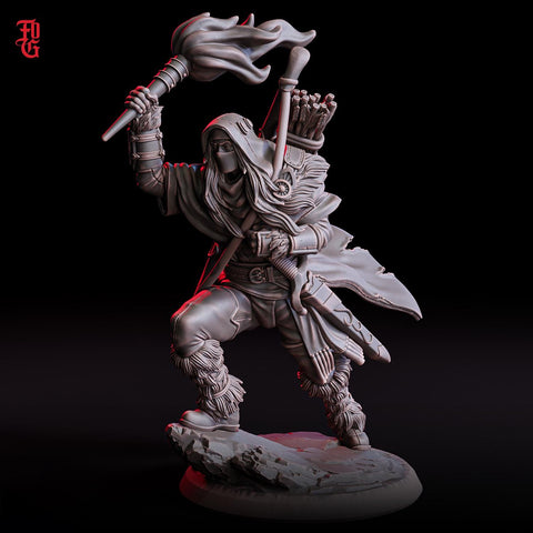 Gloom Stalker Ranger, Fighter Sharpshooter PC / NPC | 28mm, 32mm,54mm75mm,100mm Scales | Mini -D&D 5e Pathfinder Figurine | Flesh of Gods