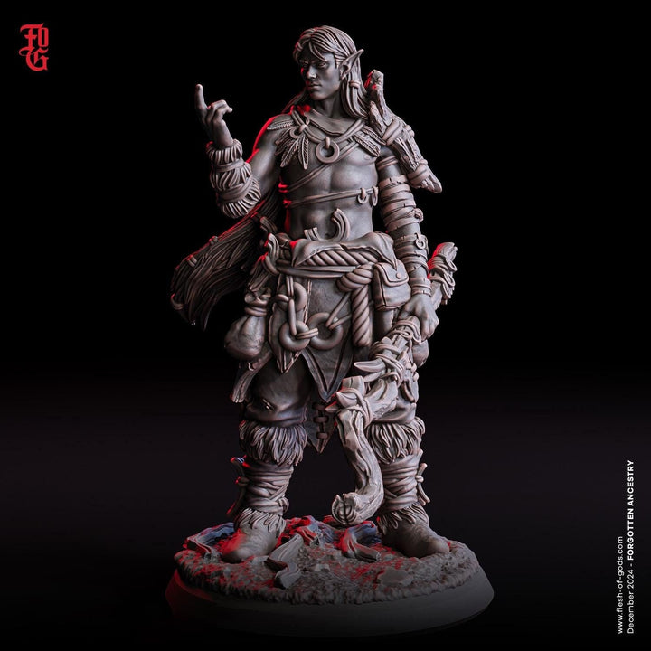 Elf Twilight Druid Cleric PC NPC | Resin Miniature 28mm,32mm,54mm,75mm,100mm Scale | Dungeons and Dragons, Pathfinder |Flesh of Gods