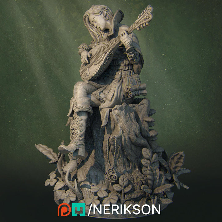Female Elf / Half Elf Bard UNPAIINTED Miniature | 5 Sizes/Scales| Dungeons &amp; Dragons 5E