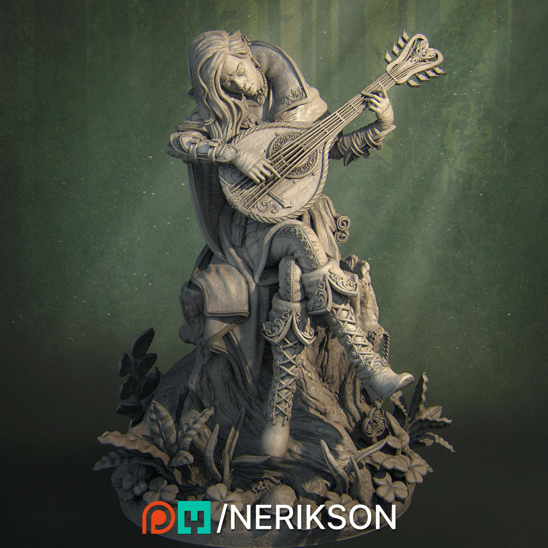 Female Elf / Half Elf Bard UNPAIINTED Miniature | 5 Sizes/Scales| Dungeons &amp; Dragons 5E