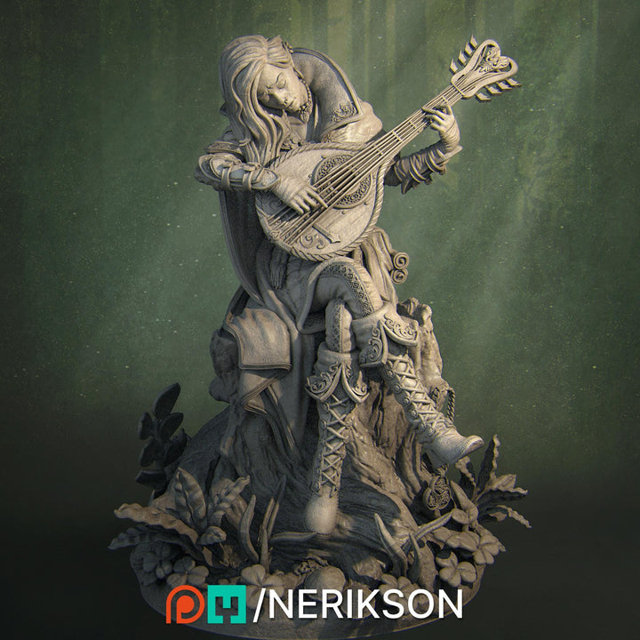 Female Elf / Half Elf Bard UNPAIINTED Miniature | 5 Sizes/Scales| Dungeons &amp; Dragons 5E