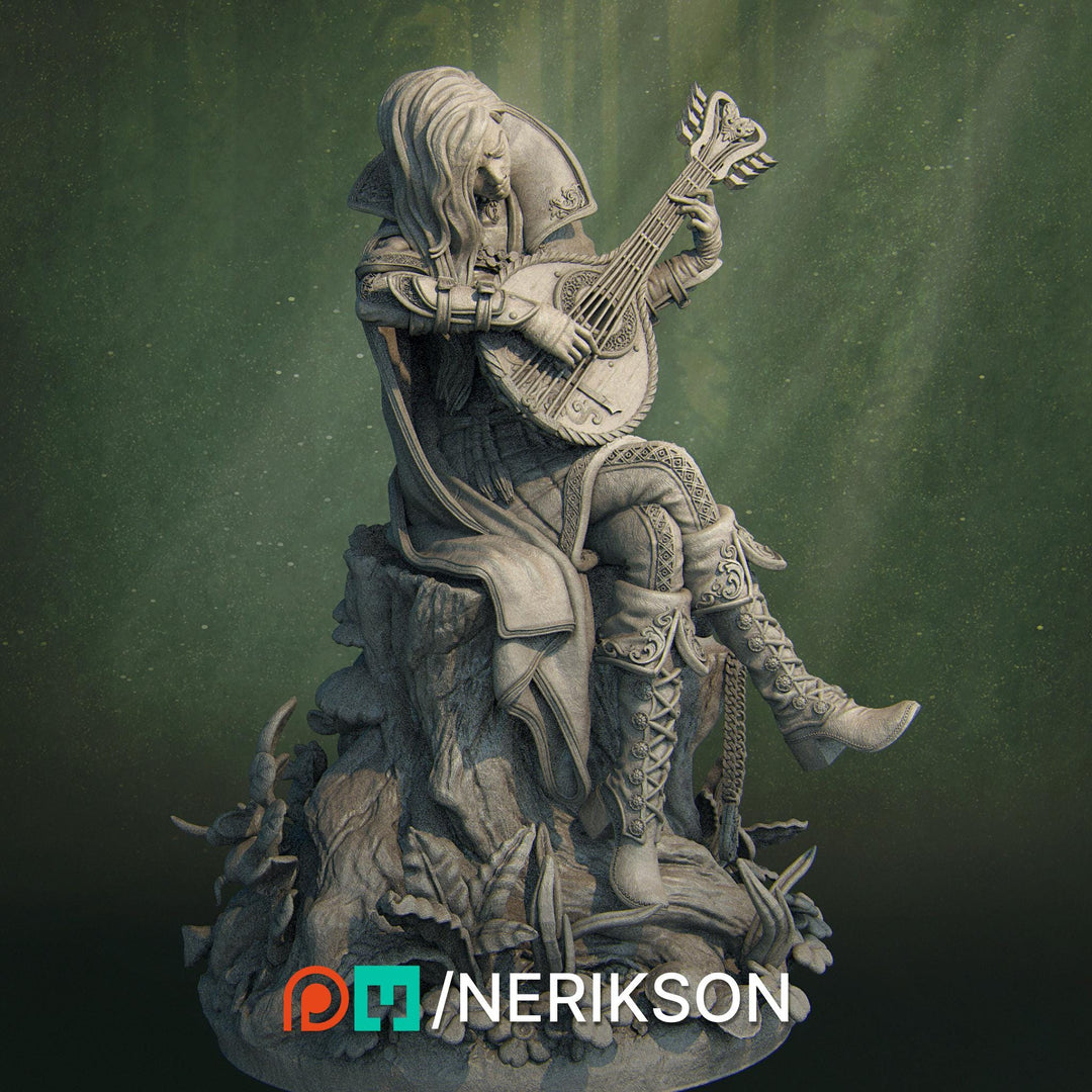 Female Elf / Half Elf Bard UNPAIINTED Miniature | 5 Sizes/Scales| Dungeons &amp; Dragons 5E