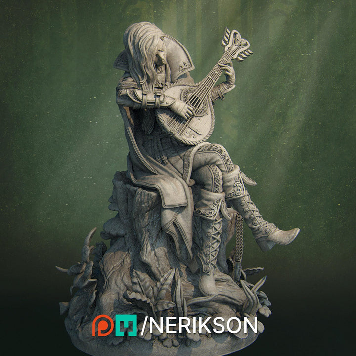 Female Elf / Half Elf Bard UNPAIINTED Miniature | 5 Sizes/Scales| Dungeons &amp; Dragons 5E