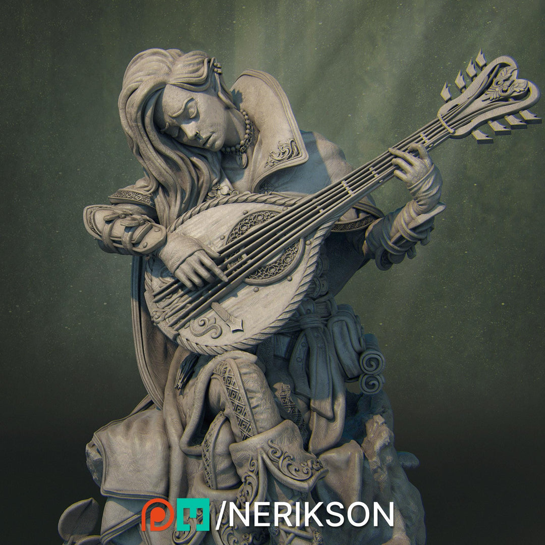 Female Elf / Half Elf Bard UNPAIINTED Miniature | 5 Sizes/Scales| Dungeons &amp; Dragons 5E
