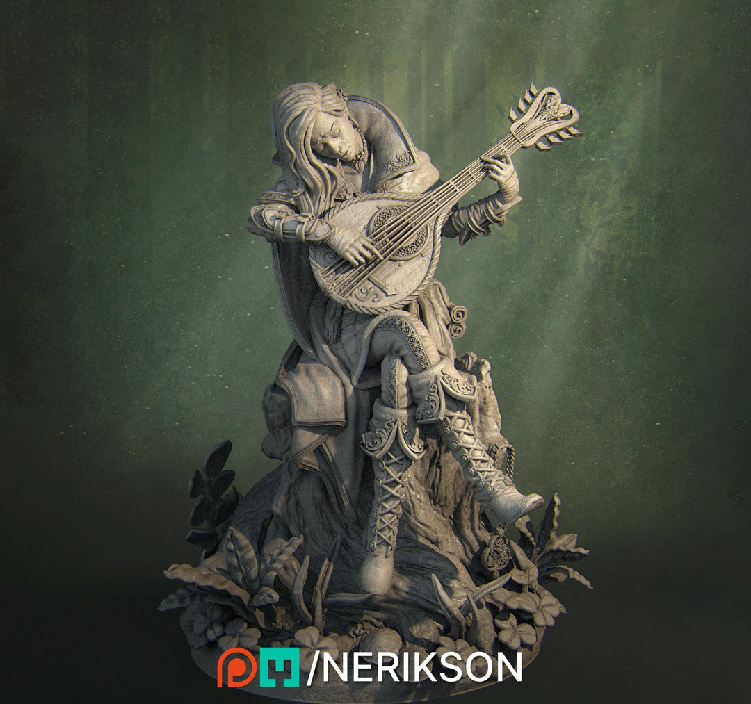 Female Elf / Half Elf Bard UNPAIINTED Miniature | 5 Sizes/Scales| Dungeons & Dragons 5E