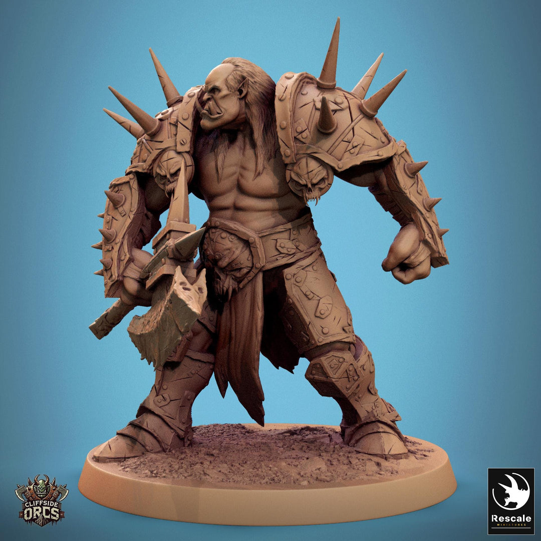 Orc Fighter Barbarian Battle Axe, Half-Orc | Scales: 28mm,32mm ,,54mm,75mm,100mm Megaboss | Dungeons &amp; Dragons 5e |Pathfinder