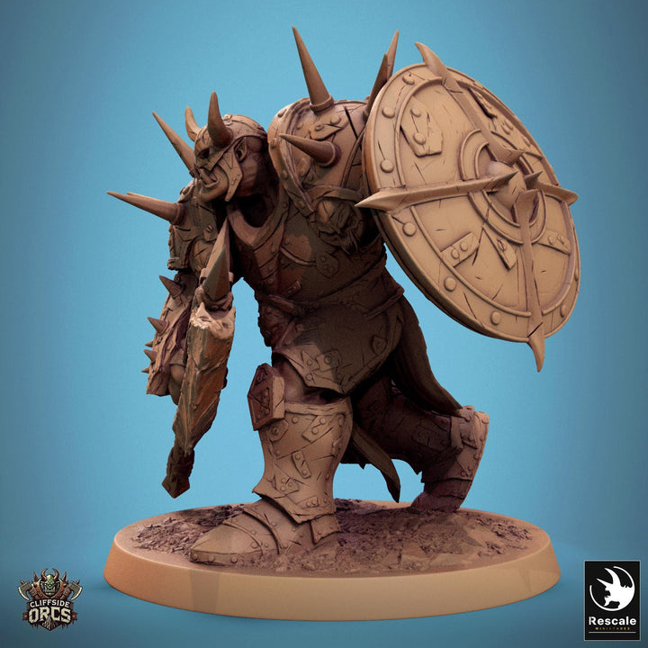 Orc Fighter Barbarian Battle Axe and Shield, Half-Orc | Scales: 28mm,32mm ,,54mm,75mm,100mm Megaboss | Dungeons &amp; Dragons 5e |Pathfinder