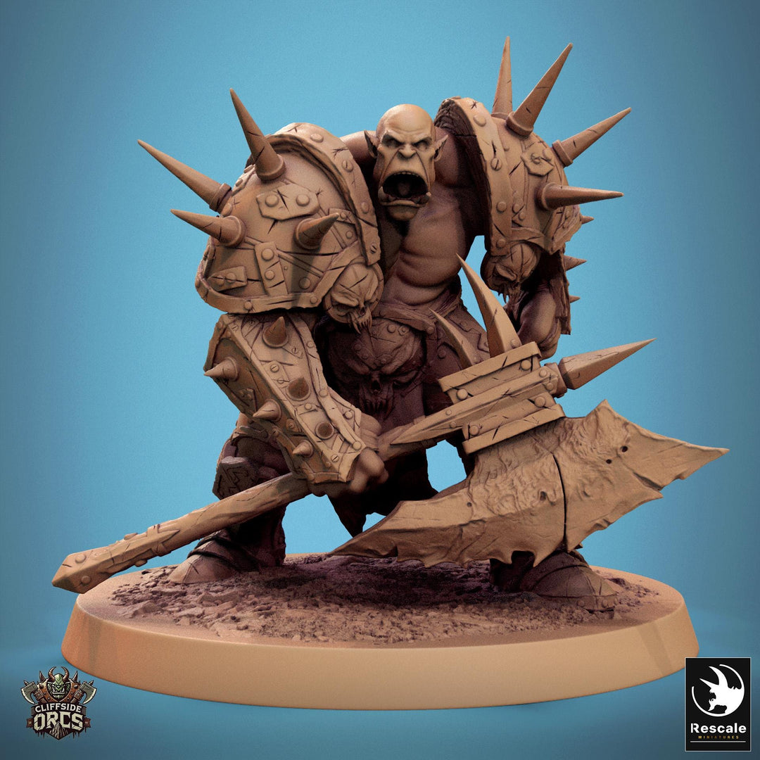 Orc Fighter Barbarian Battle Axe, Half-Orc | Scales: 28mm,32mm ,,54mm,75mm,100mm Megaboss | Dungeons & Dragons 5e |Pathfinder