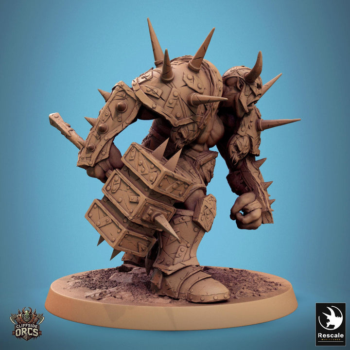Orc Fighter Barbarian Battle Hammer, Half-Orc | Unpainted Scales: 28mm,32mm ,,54mm,75mm,100mm Megaboss | Dungeons &amp; Dragons 5e |Pathfinder