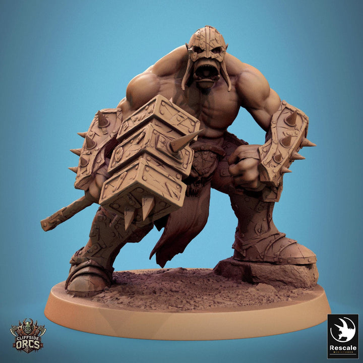 Orc Fighter Barbarian Battle Hammer, Half-Orc | Unpainted Scales: 28mm,32mm ,,54mm,75mm,100mm Megaboss | Dungeons &amp; Dragons 5e |Pathfinder