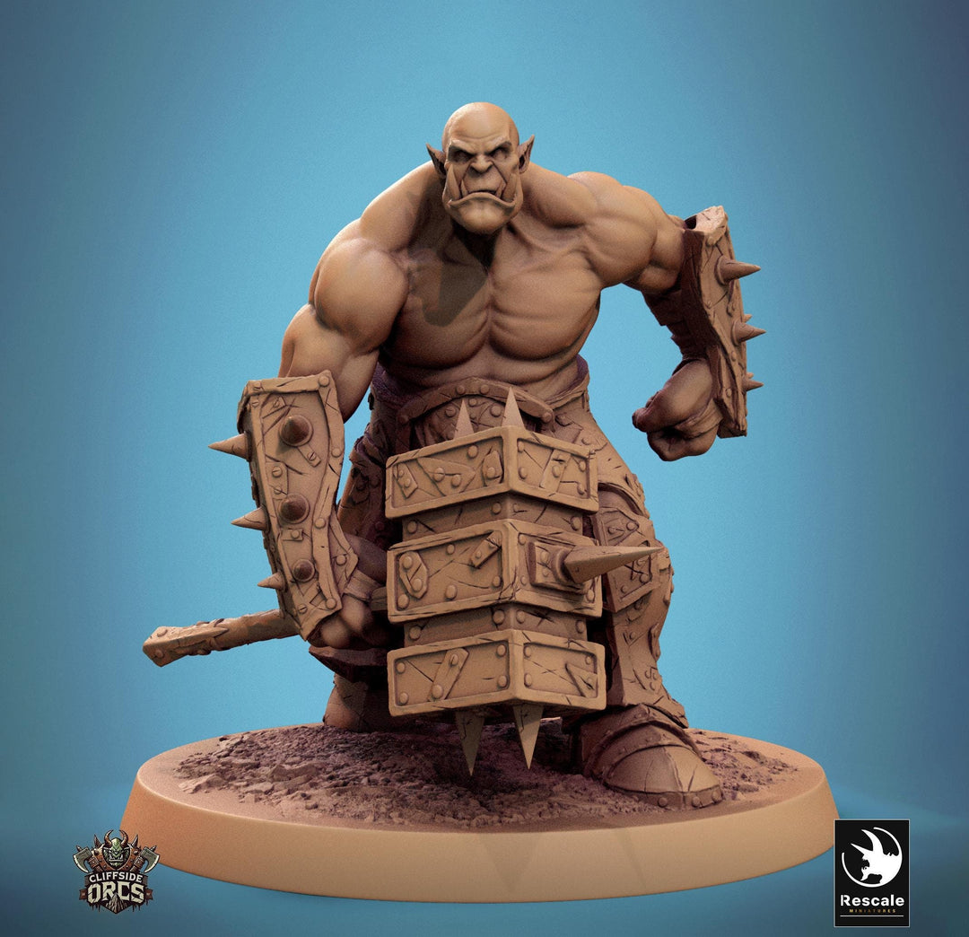 Orc Fighter Barbarian Battle Hammer, Half-Orc | Unpainted Scales: 28mm,32mm ,,54mm,75mm,100mm Megaboss | Dungeons & Dragons 5e |Pathfinder