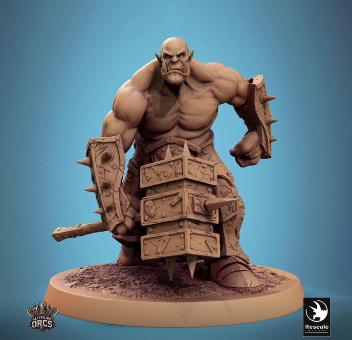 Orc Fighter Barbarian Battle Hammer, Half-Orc | Unpainted Scales: 28mm,32mm ,,54mm,75mm,100mm Megaboss | Dungeons &amp; Dragons 5e |Pathfinder