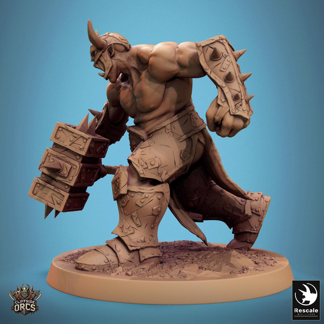 Orc Fighter Barbarian Battle Hammer, Half-Orc | Unpainted Scales: 28mm,32mm ,,54mm,75mm,100mm Megaboss | Dungeons &amp; Dragons 5e |Pathfinder