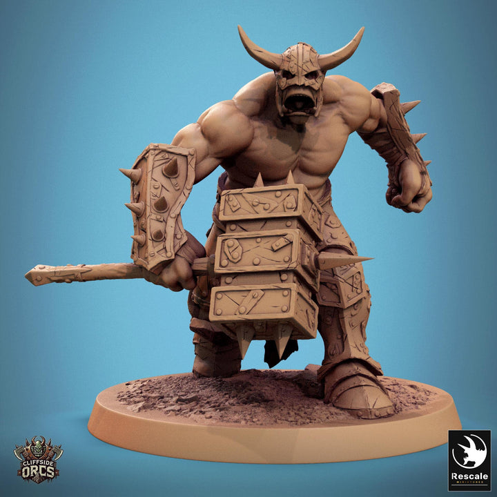 Orc Fighter Barbarian Battle Hammer, Half-Orc | Unpainted Scales: 28mm,32mm ,,54mm,75mm,100mm Megaboss | Dungeons &amp; Dragons 5e |Pathfinder