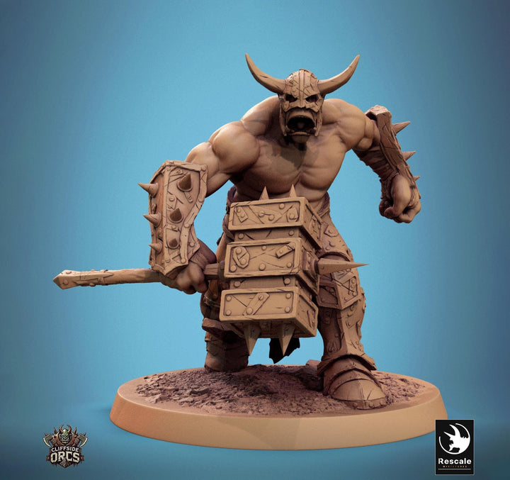 Orc Fighter Barbarian Battle Hammer, Half-Orc | Unpainted Scales: 28mm,32mm ,,54mm,75mm,100mm Megaboss | Dungeons &amp; Dragons 5e |Pathfinder