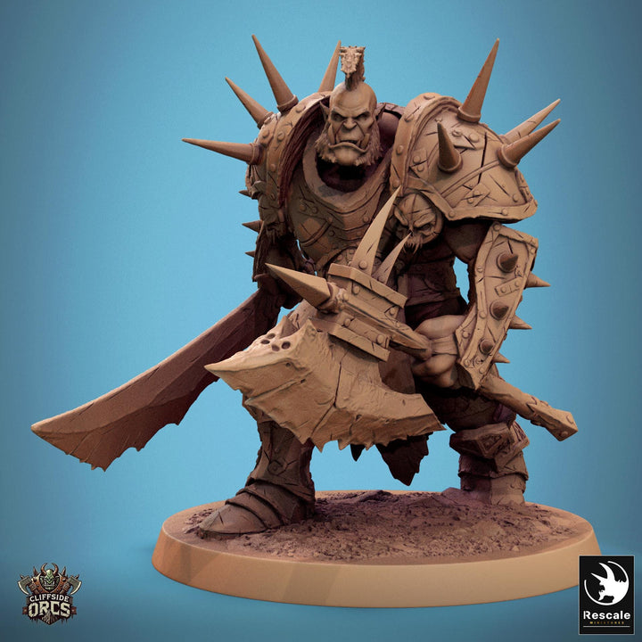 Orc Fighter Barbarian Battle Axe Sword, Half-Orc | Unpainted 28mm,32mm,54mm,75mm,100mm Scales | Megaboss | Dungeons &amp; Dragons 5e |Pathfinder