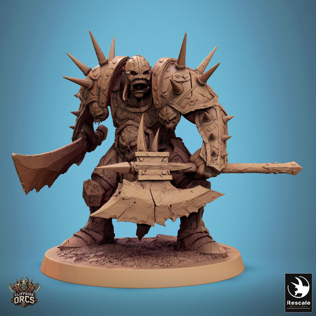 Orc Fighter Barbarian Battle Axe Sword, Half-Orc | Unpainted 28mm,32mm,54mm,75mm,100mm Scales | Megaboss | Dungeons & Dragons 5e |Pathfinder