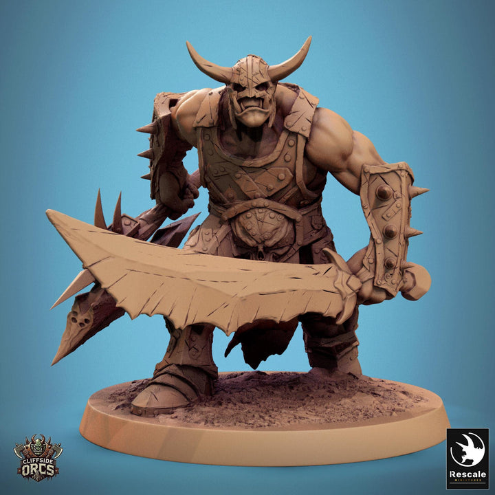 Orc Fighter Barbarian Battle Axe Sword, Half-Orc | Unpainted 28mm,32mm,54mm,75mm,100mm Scales | Megaboss | Dungeons &amp; Dragons 5e |Pathfinder