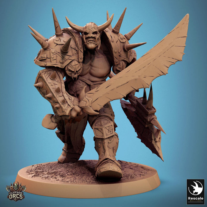 Orc Fighter Barbarian Battle Axe Sword, Half-Orc | Unpainted 28mm,32mm,54mm,75mm,100mm Scales | Megaboss | Dungeons &amp; Dragons 5e |Pathfinder