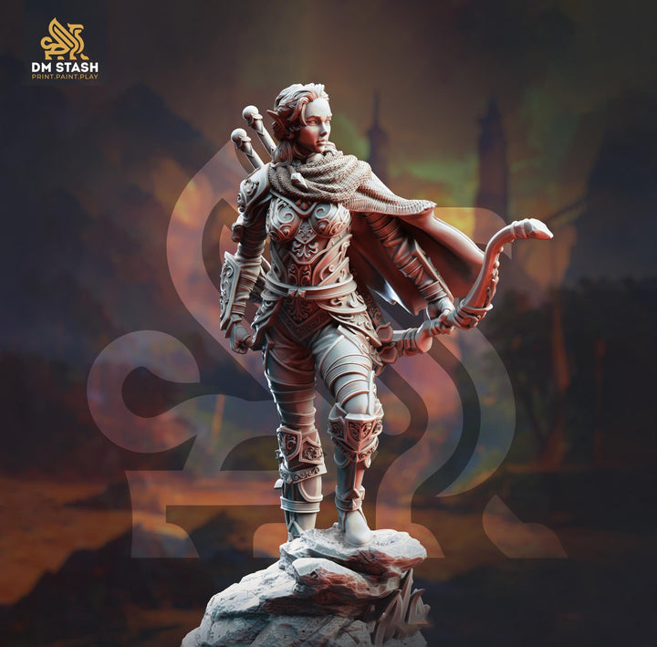 Female Elf Ranger Fighter Sharpshooter, Moon Elf Mini | 28mm,32mm,54mm,75mm,100mm Scale | Resin Dungeons and Dragons D&amp;D 5e | Pathfinder