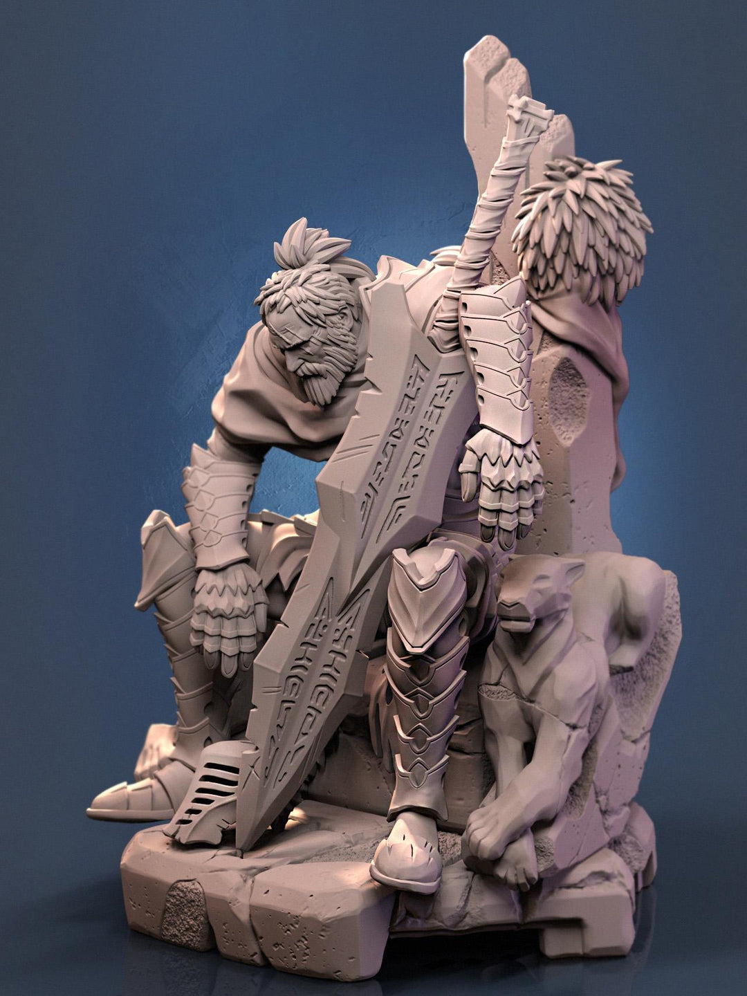 Broken Fighter King on throne D&amp;D 5e Unpainted Miniature| 28mm,32mm,54mm,75mm,100mm Scales | Pathfinder Figure | RPG | Figurine unpainted |