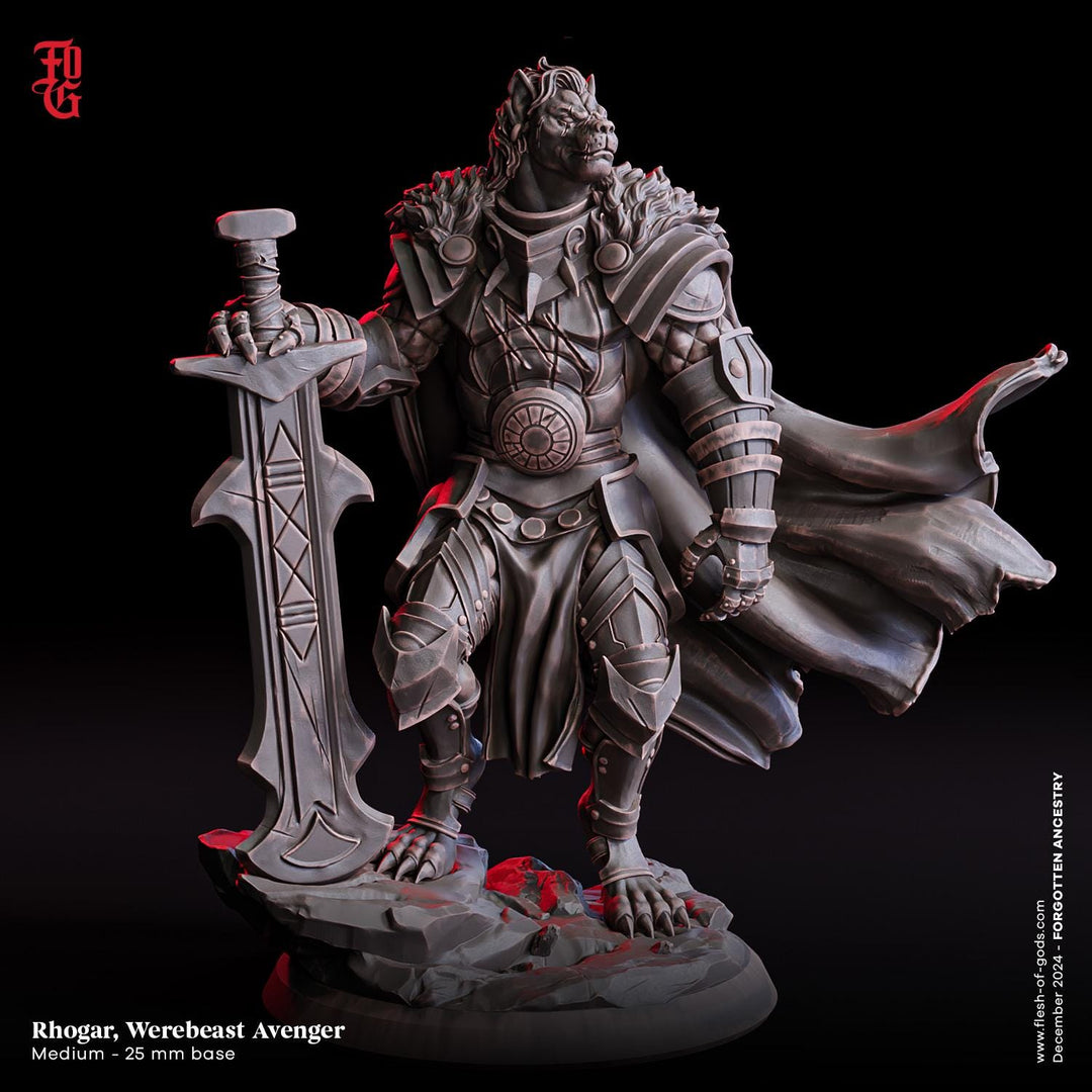 Leonin LionFolk Fighter in Armor | 28mm, 32mm, 54mm, 75mm Scales,100mm Tall | Dungeons and Dragons D&amp;D 5e | Pathfinder| Daybreak Miniatures