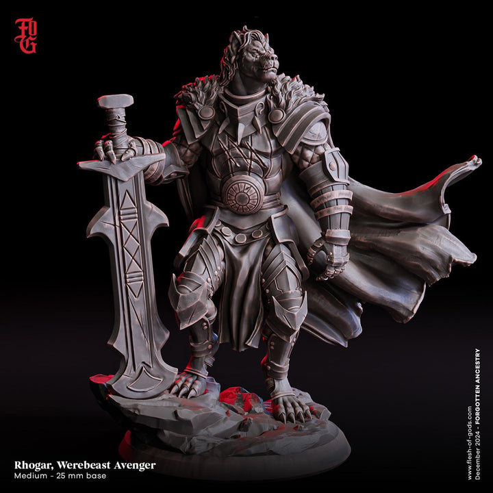 Leonin LionFolk Fighter in Armor | 28mm, 32mm, 54mm, 75mm Scales,100mm Tall | Dungeons and Dragons D&amp;D 5e | Pathfinder| Daybreak Miniatures