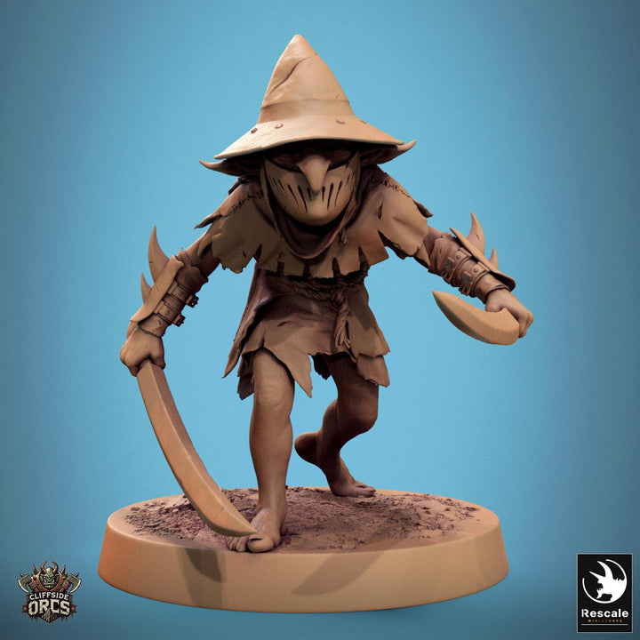 Goblin Dual Swords Fighter | D&amp;D 5e UNPAINTED | 28mm, 32mm,54mm,75mm, 100mm scale| Pathfinder | Figure for Painting| Rescale Miniatures