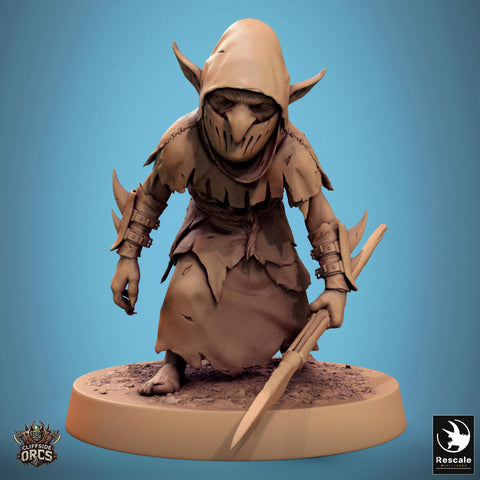 Goblin with Spear Fighter | D&D 5e UNPAINTED | 28mm, 32mm,54mm,75mm, 100mm scale| Pathfinder | Figure for Painting| Rescale Miniatures