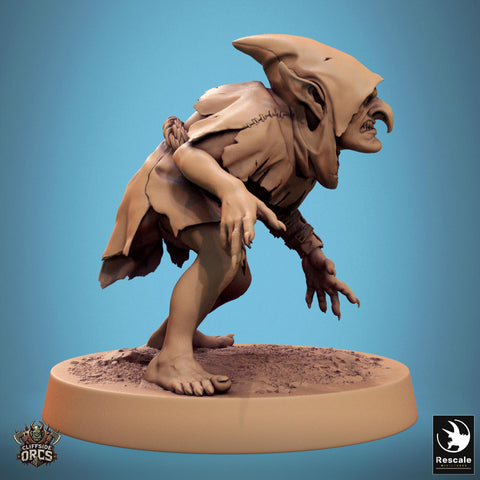 Goblin Fighter | D&D 5e UNPAINTED | 28mm, 32mm,54mm,75mm, 100mm scale| Pathfinder | Figure for Painting| Rescale Miniatures