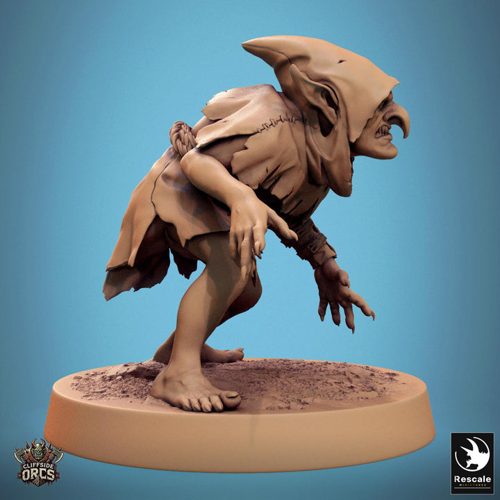 Goblin Fighter | D&amp;D 5e UNPAINTED | 28mm, 32mm,54mm,75mm, 100mm scale| Pathfinder | Figure for Painting| Rescale Miniatures