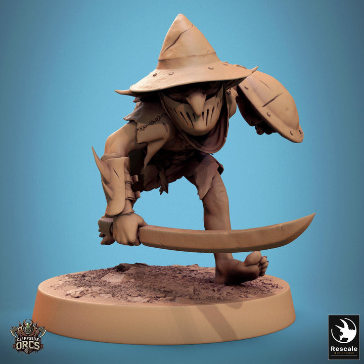 Goblin Sword and Shield Fighter | D&amp;D 5e UNPAINTED | 28mm, 32mm,54mm,75mm, 100mm scale| Pathfinder | Figure for Painting| Rescale Miniatures