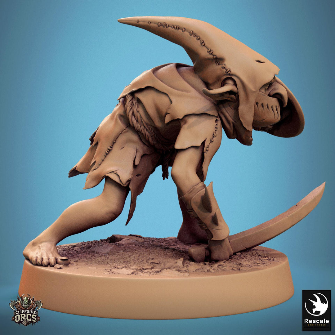 Goblin Sword and Shield Fighter | D&amp;D 5e UNPAINTED | 28mm, 32mm,54mm,75mm, 100mm scale| Pathfinder | Figure for Painting| Rescale Miniatures