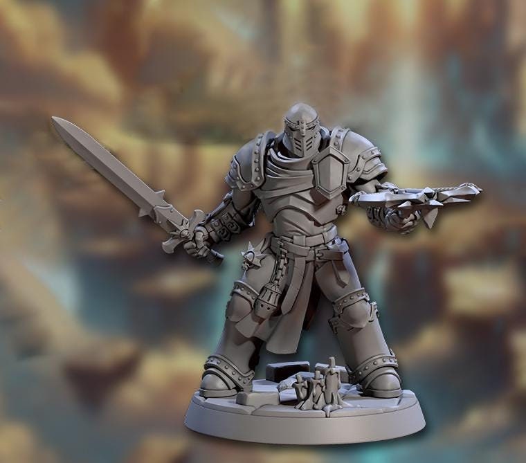 Human Knight Fighter Crossbow expert | 28mm,32mm,54mm,75mm,100mm Scale Resin Mini | Dungeons and Dragons D&amp;D Pathfinder | Artisan Guild