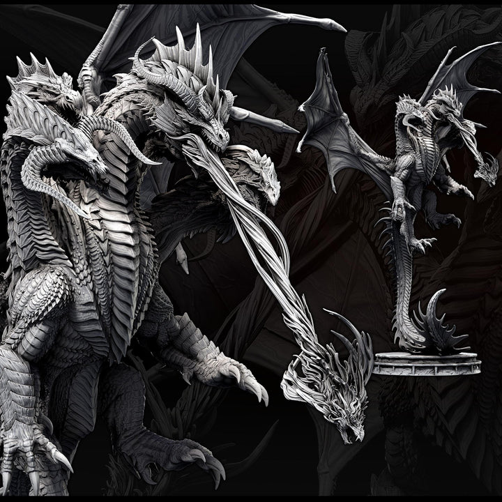 Tiamat God Dragon Queen Hovering (3 sizes) D&amp;D Miniature | 280mm Wing Span,370mm Height | Resin Figurine |Dungeons and Dragons 5e Pathfinder