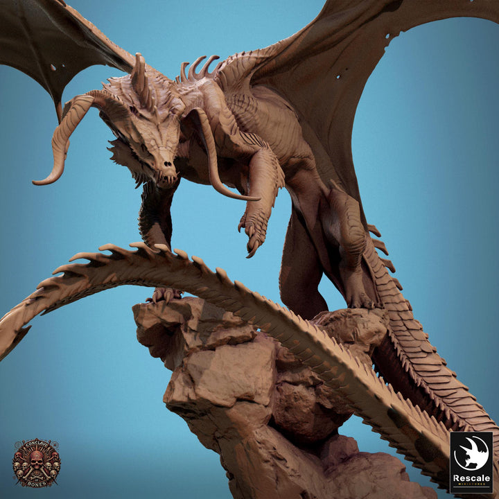 Black Dragon (4 sizes) D&amp;D Unpainted Resin Miniature | 282mm Wing Span, 286mm Height | Great gift Dungeons and Dragons 5e Pathfinder |