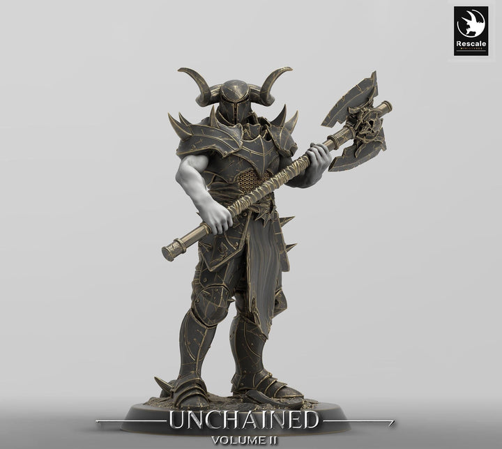 Oathbreaker Paladin, Fighter,Soldier Axe, DnD Unpainted Miniature| 28mm, 32mm,54mm,75mm,100mm Scales | Dungeons &amp; Dragons