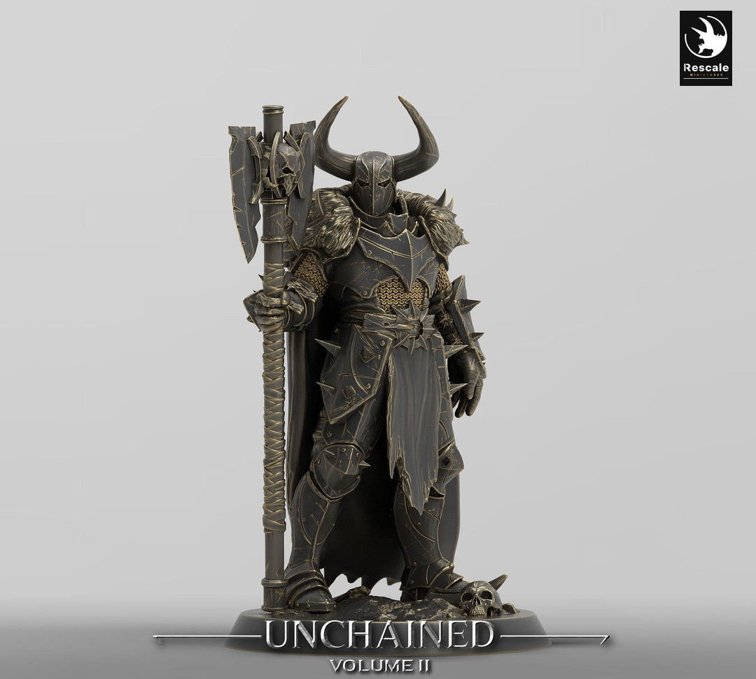 Oathbreaker Paladin, Fighter,Soldier Axe, DnD Unpainted Miniature| 28mm, 32mm,54mm,75mm,100mm Scales | Dungeons & Dragons