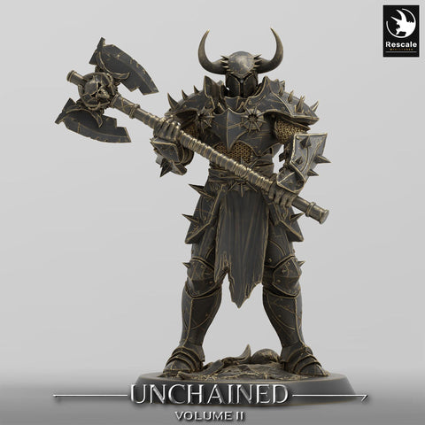 Oathbreaker Paladin, Fighter,Soldier Axe, DnD Unpainted Miniature| 28mm, 32mm,54mm,75mm,100mm Scales | Dungeons & Dragons