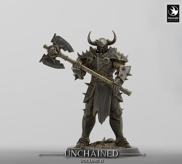 Oathbreaker Paladin, Fighter,Soldier Axe, DnD Unpainted Miniature| 28mm, 32mm,54mm,75mm,100mm Scales | Dungeons &amp; Dragons